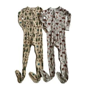 Forest Friends One Piece Footed Cotton Pajamas Set of 2